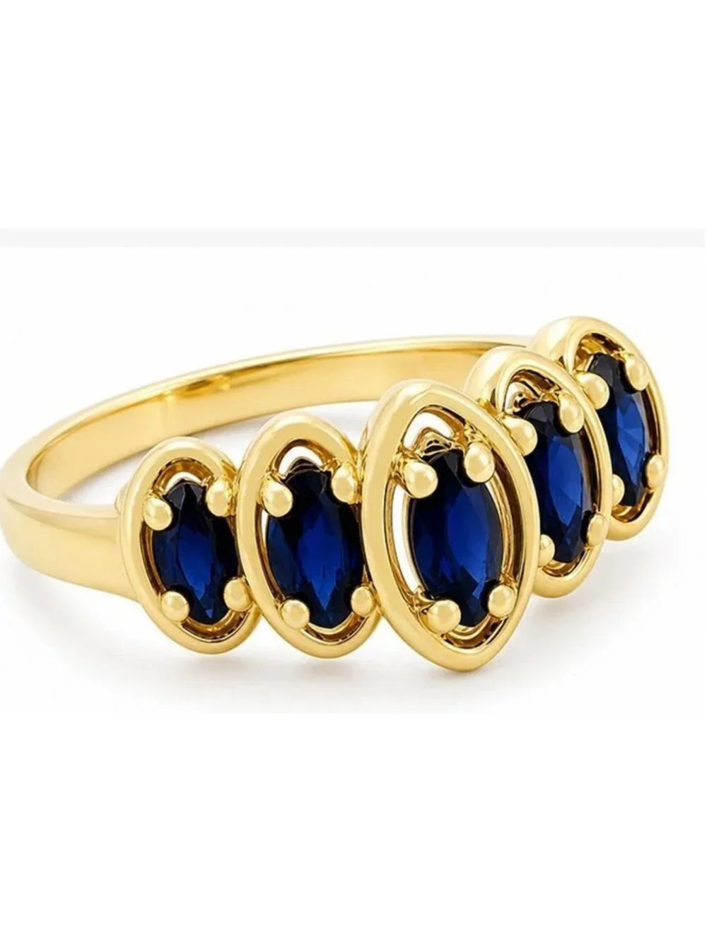 Genuine 0.75 Cts Blue Sapphire Ring 14k Yellow Gold